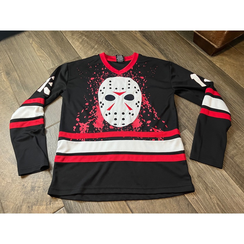 Friday the 13th Jason Voorhees Hockey Jersey Black Red White S
